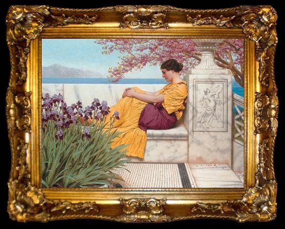 framed  John William Godward Under the Blossom that Hangs on the Bough, ta009-2